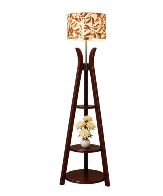 Curved Tripod Corner Lamp with Shelf